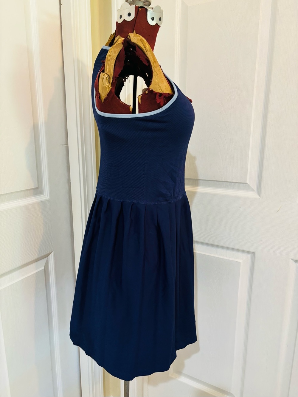 Navy Blue Racerback Tennis Dress with Contrast Trim - Picture 6 of 9